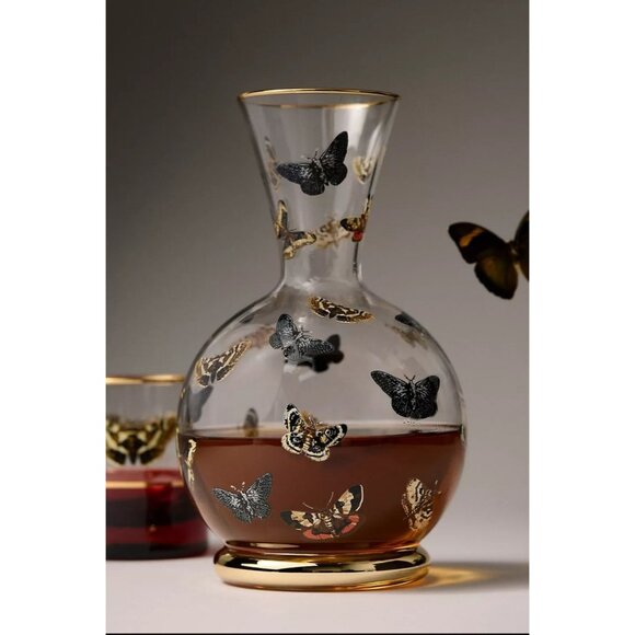 Anthropologie Catherine Martin Midnight Creatures Glass Decanter Halloween New - Picture 1 of 15